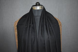 Embroidered shawl fine wool black 40x80 inch