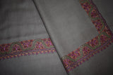 Embroidered shawl fine wool beige 40x80 inch