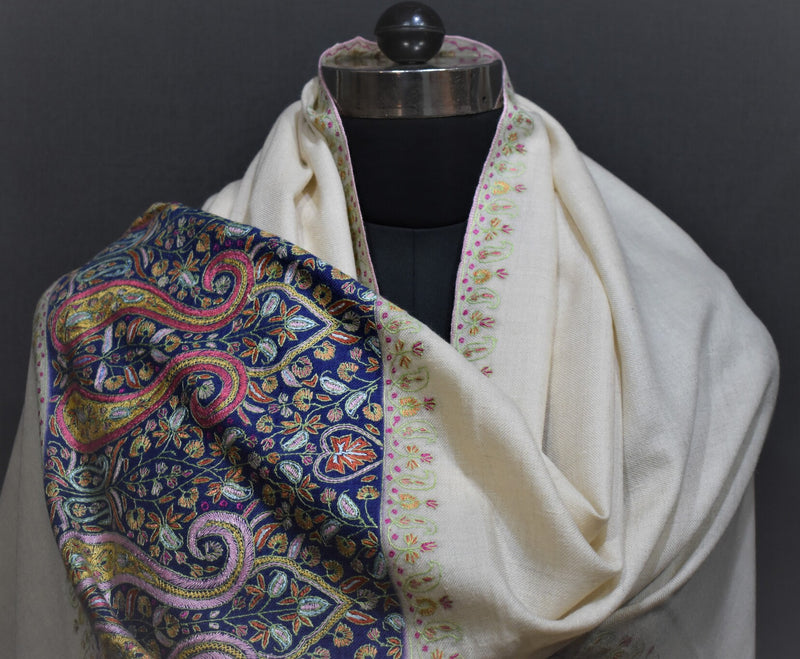 Hand embroidered pashmina shawl 40X80 inch paldar
