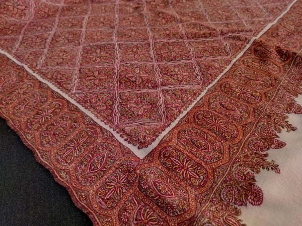 Pashmina silk hand embroidered shawl 40x80 inch