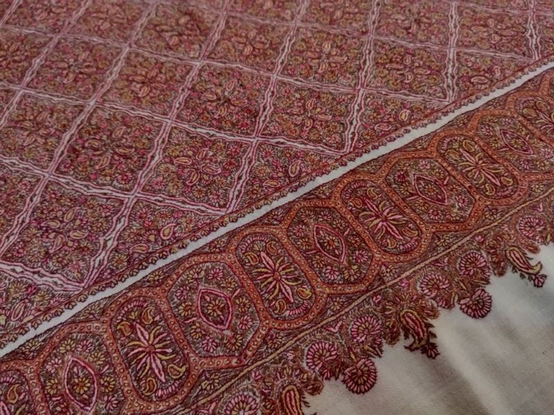 Pashmina silk hand embroidered shawl 40x80 inch
