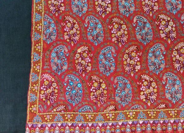 pashmina shawl Embroidered pink jamma kalamkari shawl