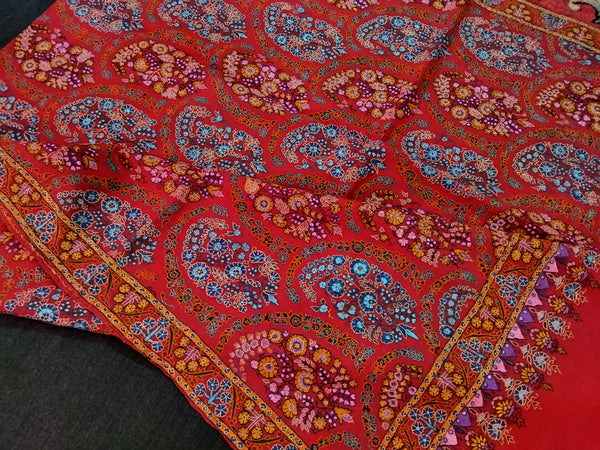 pashmina shawl Embroidered pink jamma kalamkari shawl