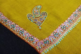 Pashmina embroidered stole baildar yellow 28x80 inch